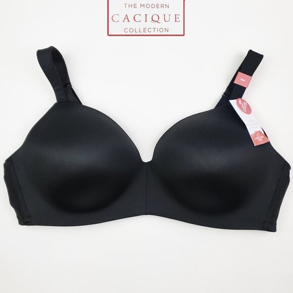 Cacique Lightly Lined T-Shirt Bra 42D Black Modern Collection Wireless NWT - Picture 1 of 10